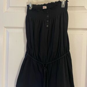 Black Strapless Buttoned Romper